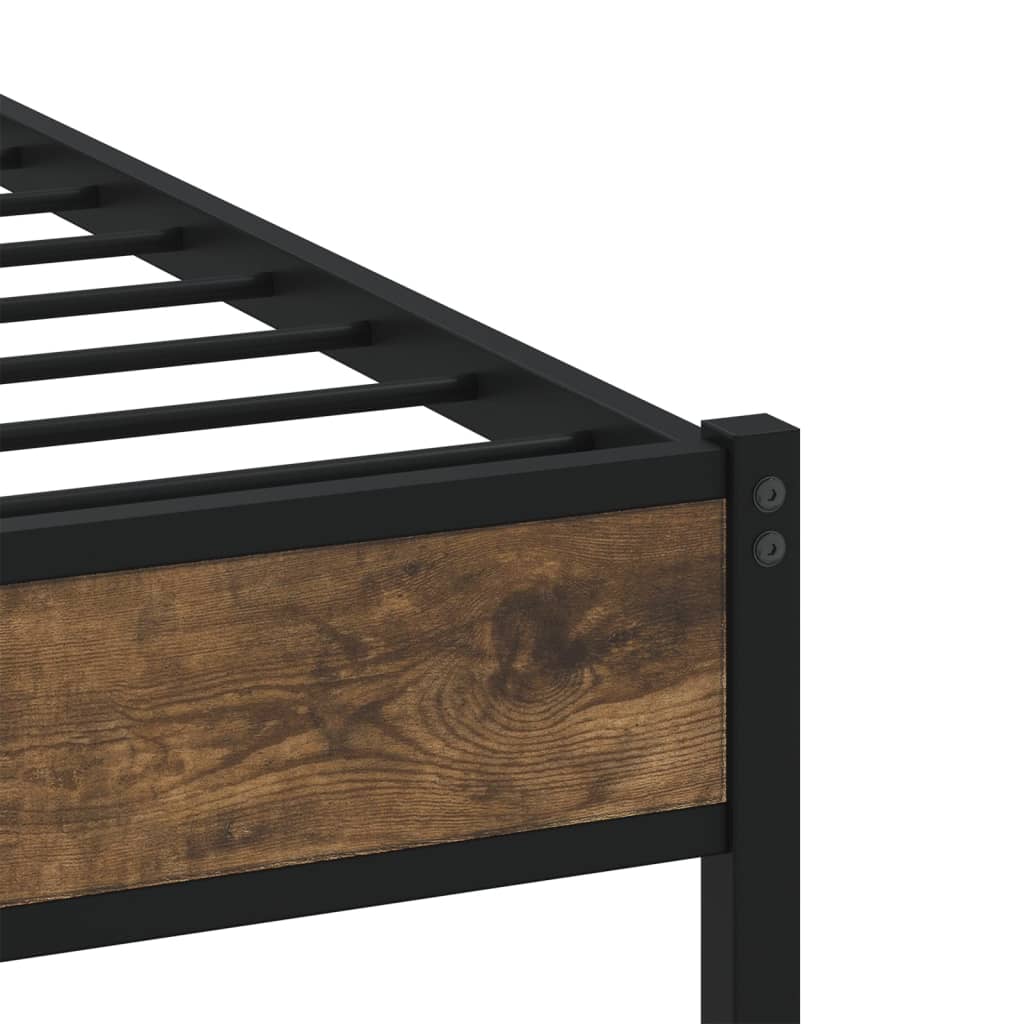 Bedframe met hoofdbord zonder matras sonoma eiken 90x200 cm is nu te koop bij PeponiXL, paradijselijk wonen!