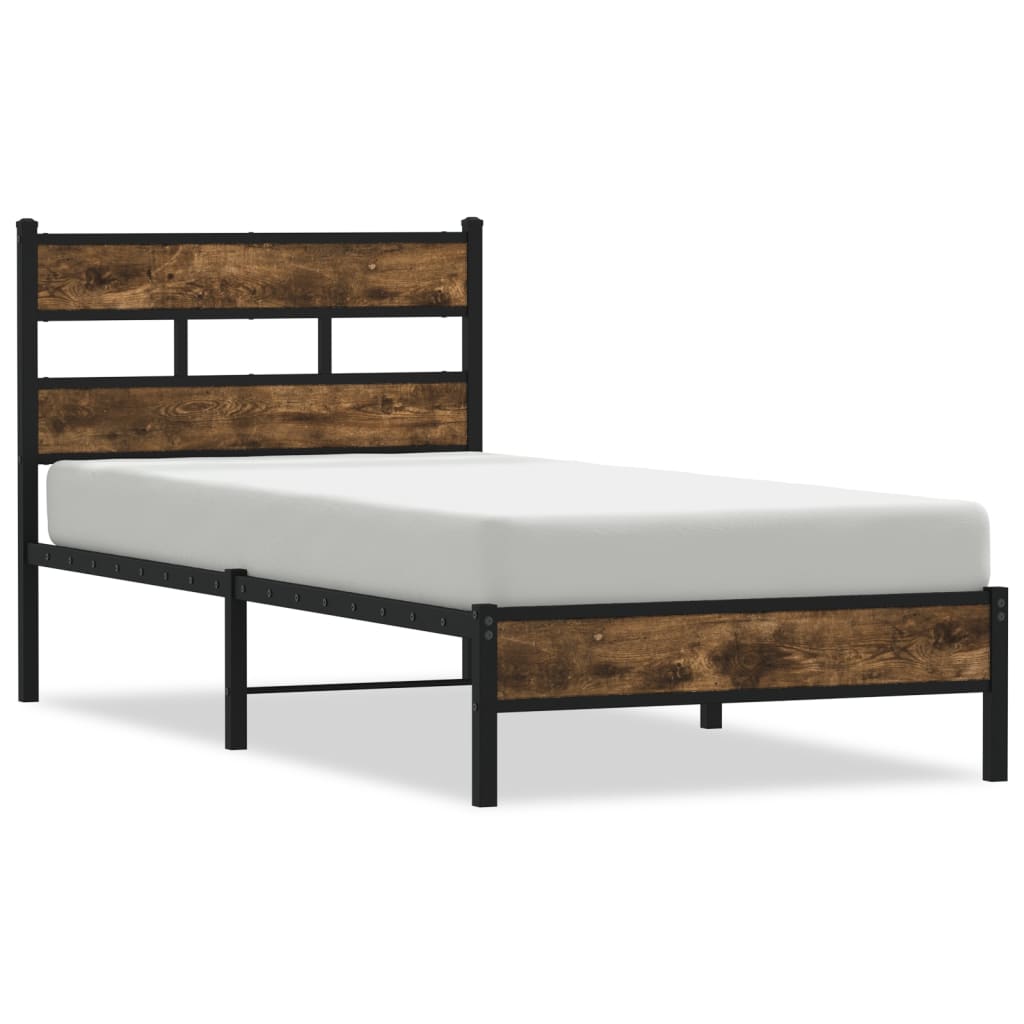 Bedframe met hoofdbord zonder matras sonoma eiken 100x200 cm is nu te koop bij PeponiXL, paradijselijk wonen!