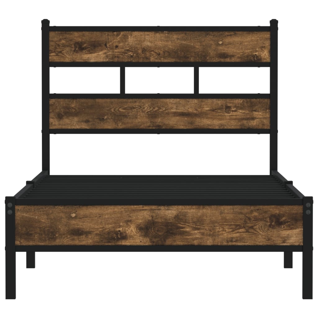 Bedframe met hoofdbord zonder matras sonoma eiken 100x200 cm is nu te koop bij PeponiXL, paradijselijk wonen!