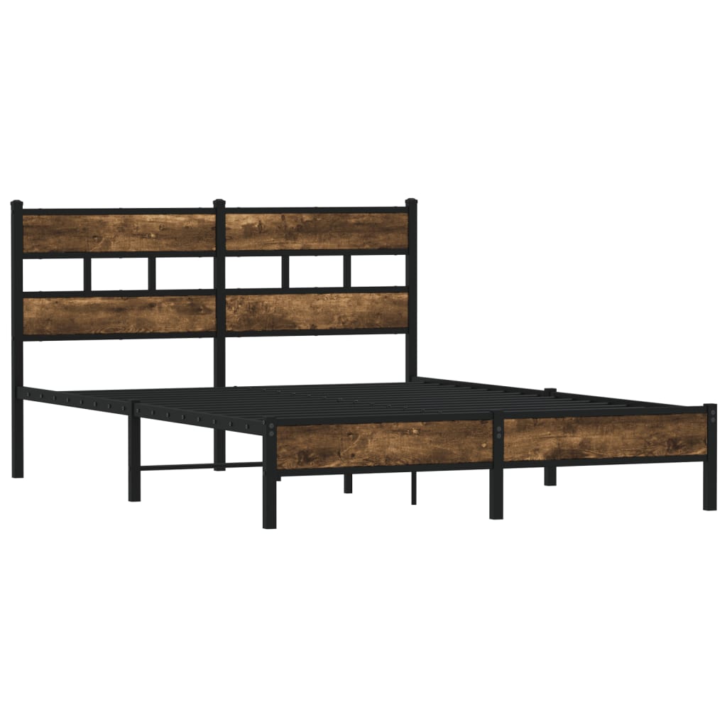Bedframe met hoofdbord zonder matras sonoma eiken 137x190 cm is nu te koop bij PeponiXL, paradijselijk wonen!