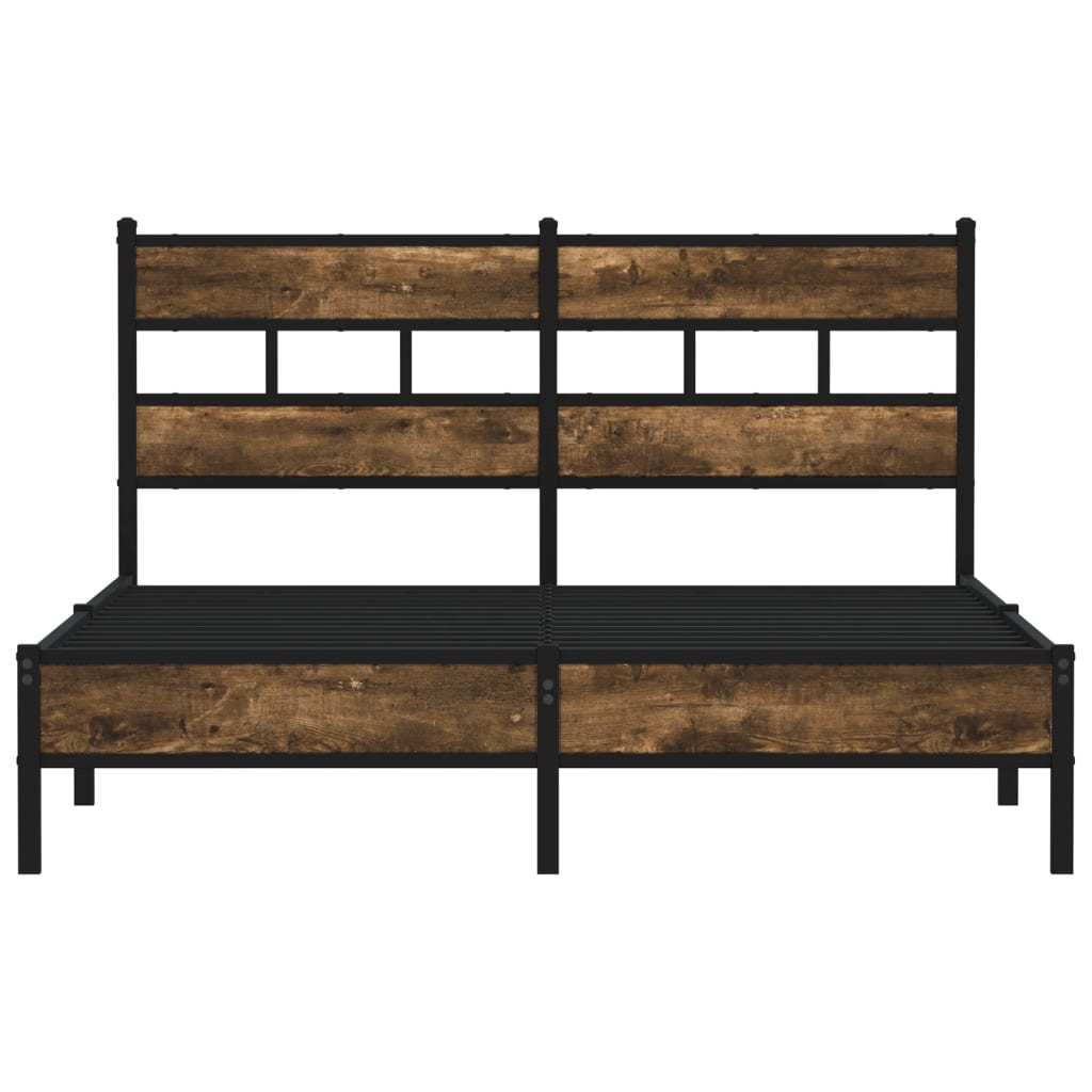 Bedframe met hoofdbord zonder matras sonoma eiken 137x190 cm is nu te koop bij PeponiXL, paradijselijk wonen!