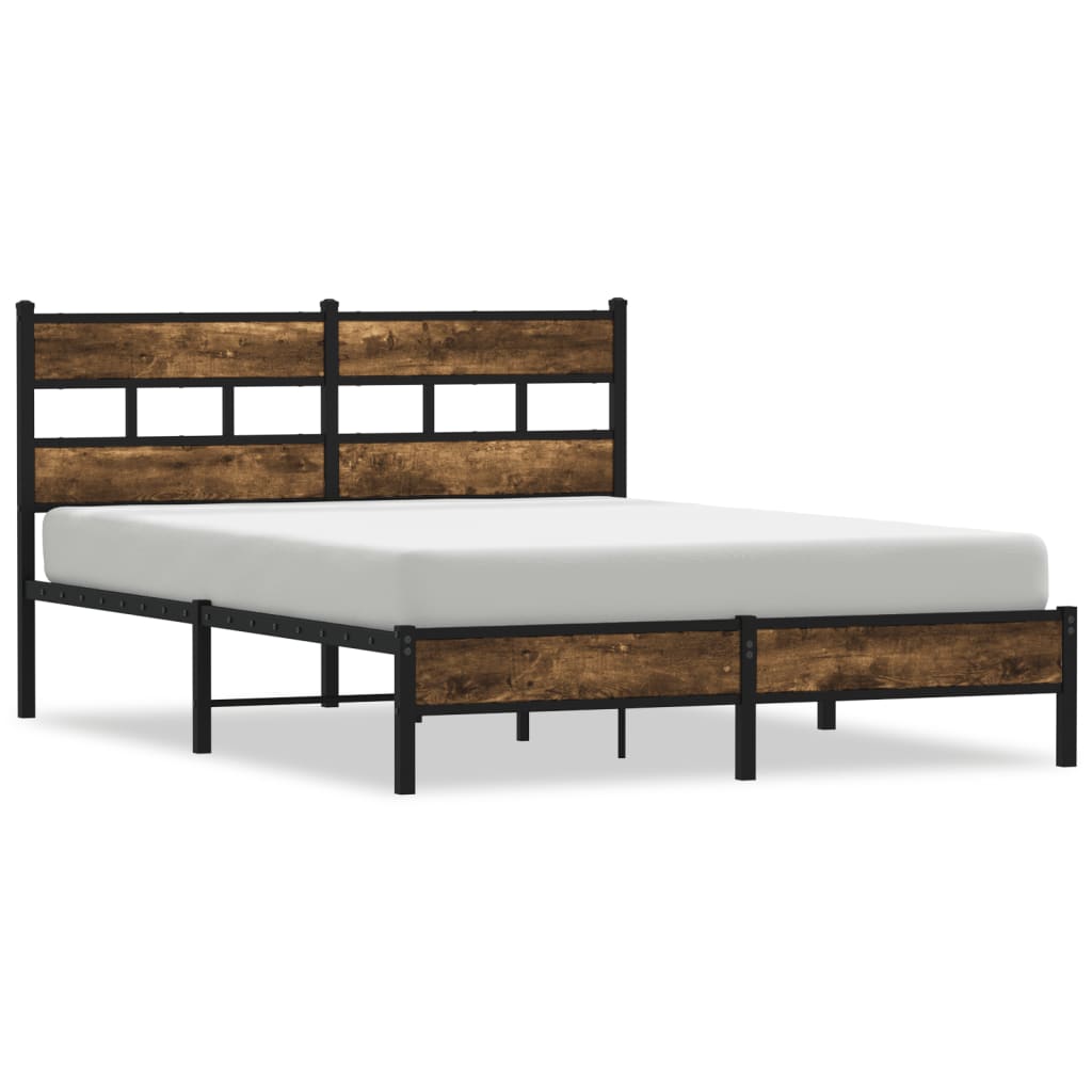 Bedframe met hoofdbord zonder matras sonoma eiken 140x190 cm is nu te koop bij PeponiXL, paradijselijk wonen!