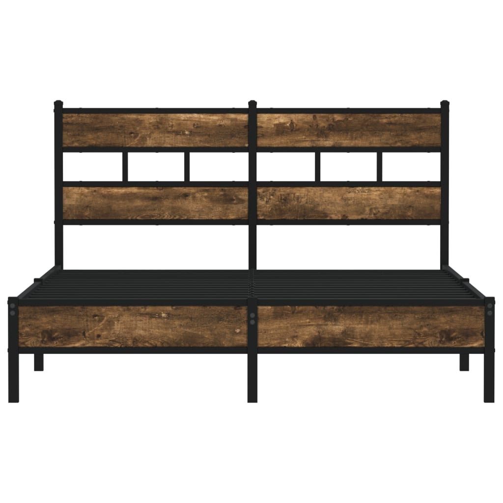 Bedframe met hoofdbord zonder matras sonoma eiken 140x200 cm is nu te koop bij PeponiXL, paradijselijk wonen!