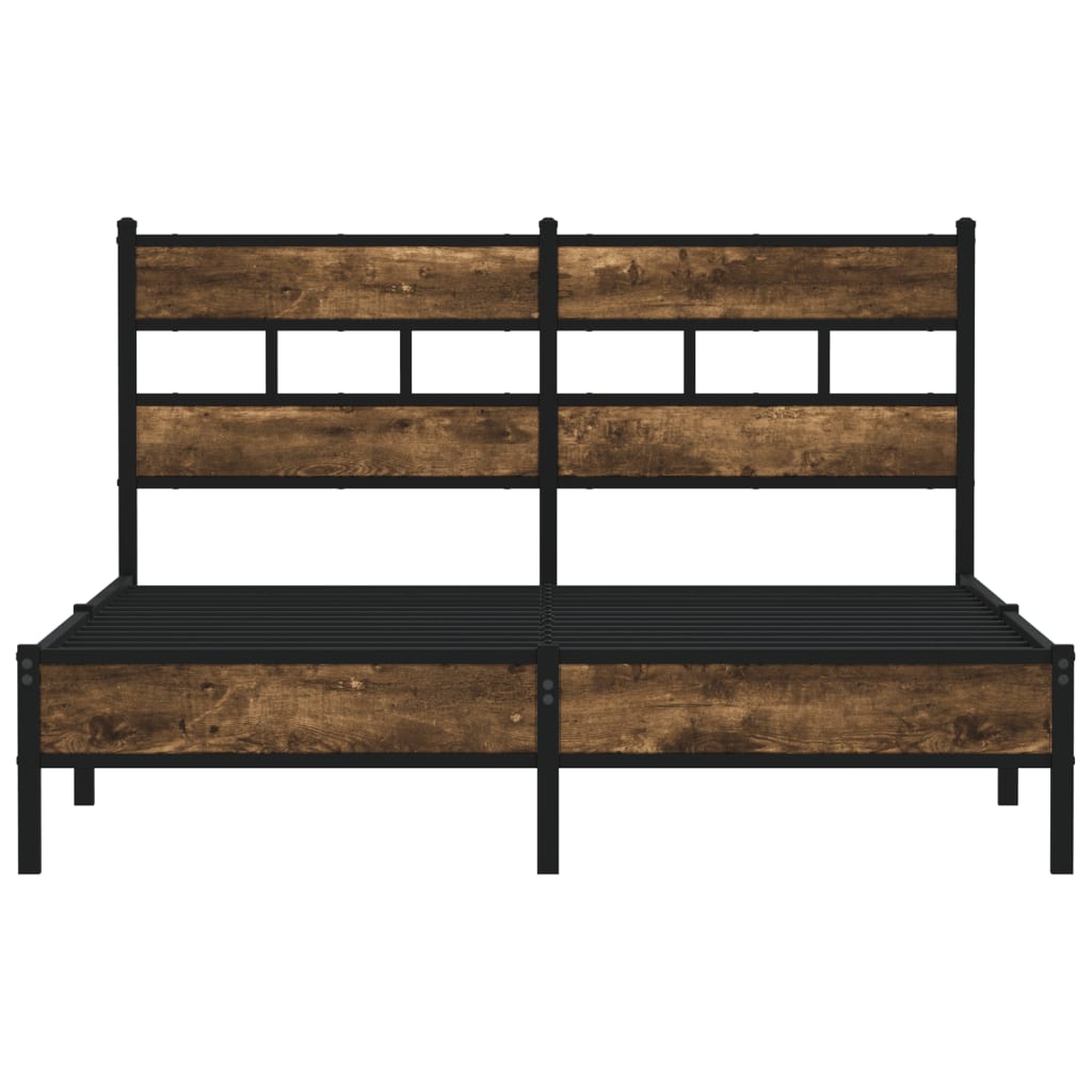Bedframe met hoofdbord zonder matras sonoma eiken 150x200 cm is nu te koop bij PeponiXL, paradijselijk wonen!