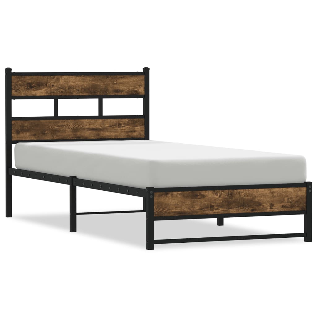Bedframe zonder matras metaal gerookt eikenkleurig 75x190 cm is nu te koop bij PeponiXL, paradijselijk wonen!