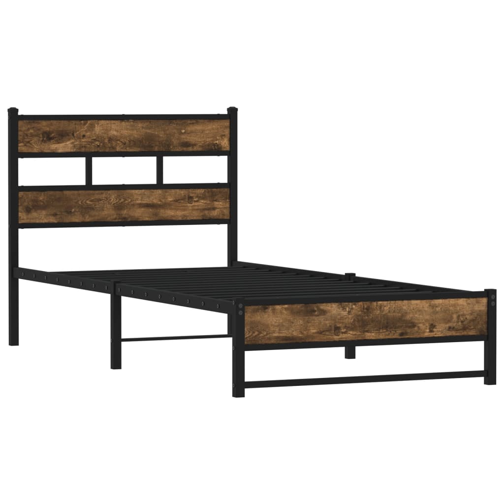 Bedframe zonder matras metaal gerookt eikenkleurig 75x190 cm is nu te koop bij PeponiXL, paradijselijk wonen!