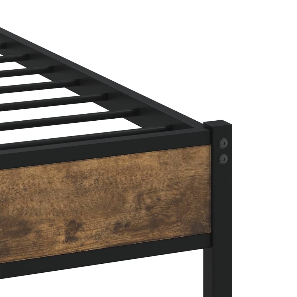 Bedframe zonder matras metaal gerookt eikenkleurig 75x190 cm is nu te koop bij PeponiXL, paradijselijk wonen!