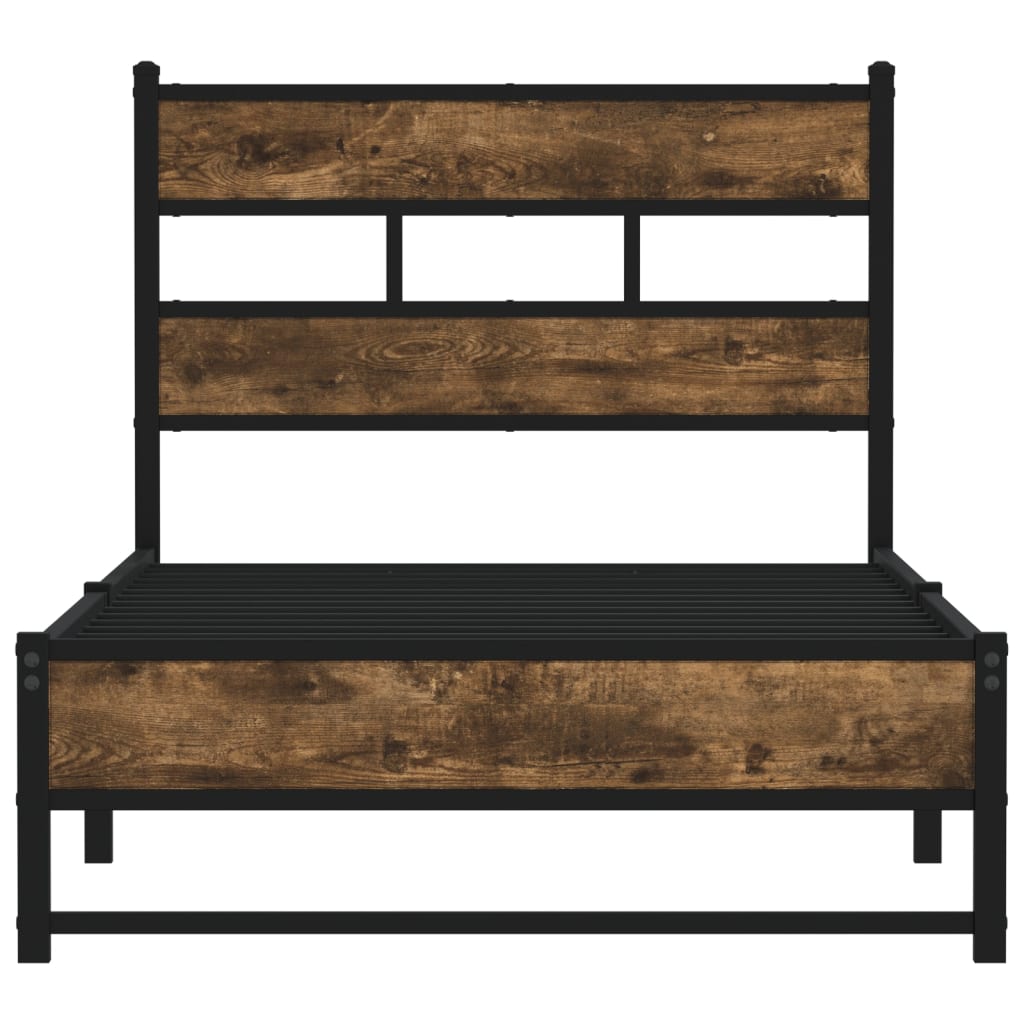 Bedframe zonder matras metaal gerookt eikenkleurig 80x200 cm is nu te koop bij PeponiXL, paradijselijk wonen!