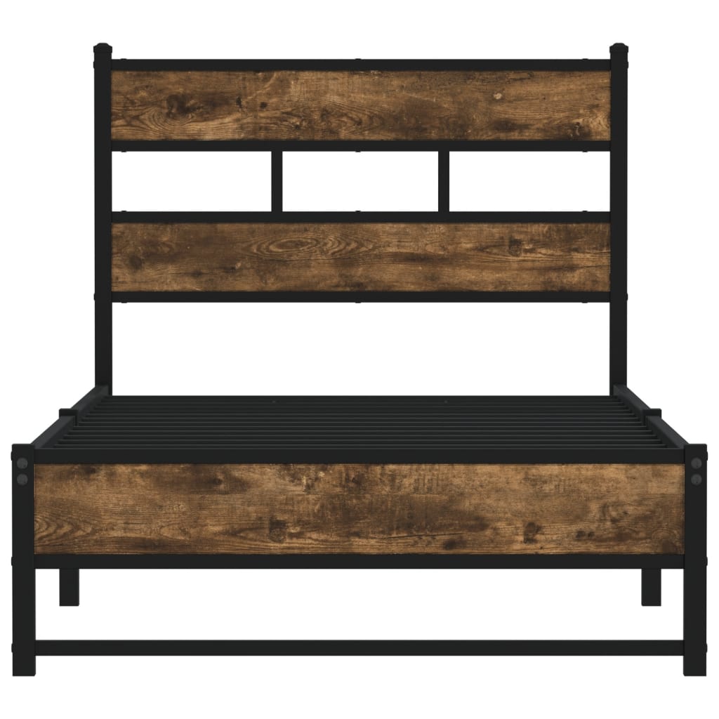Bedframe zonder matras metaal gerookt eikenkleurig 100x190 cm is nu te koop bij PeponiXL, paradijselijk wonen!