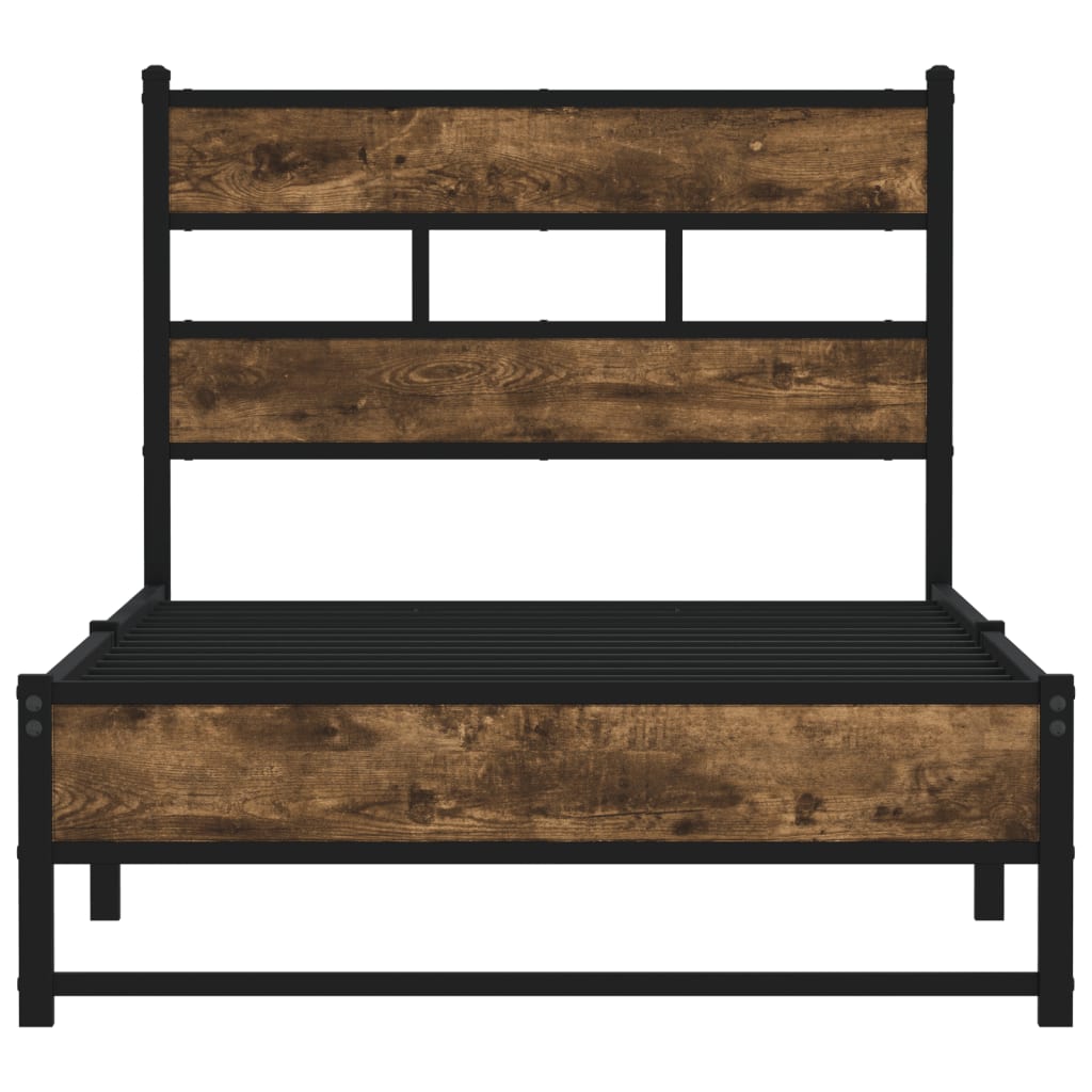 Bedframe zonder matras metaal gerookt eikenkleurig 100x200 cm is nu te koop bij PeponiXL, paradijselijk wonen!