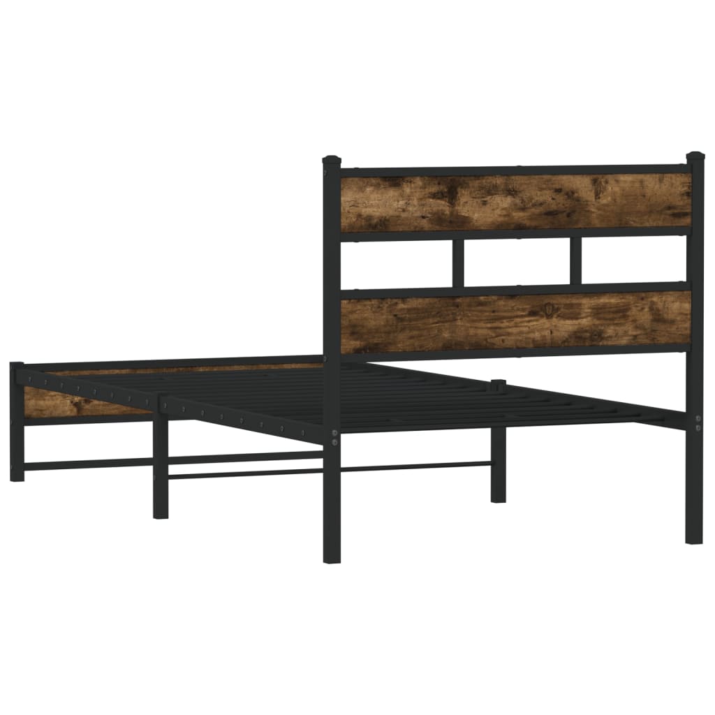 Bedframe zonder matras metaal gerookt eikenkleurig 107x203 cm is nu te koop bij PeponiXL, paradijselijk wonen!