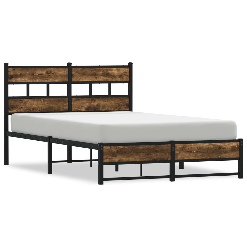 Bedframe zonder matras metaal gerookt eikenkleurig 120x200 cm is nu te koop bij PeponiXL, paradijselijk wonen!