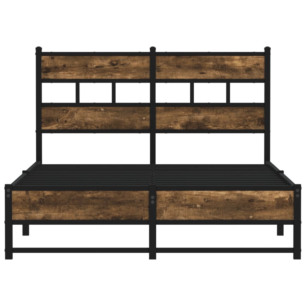Bedframe zonder matras metaal gerookt eikenkleurig 120x200 cm is nu te koop bij PeponiXL, paradijselijk wonen!