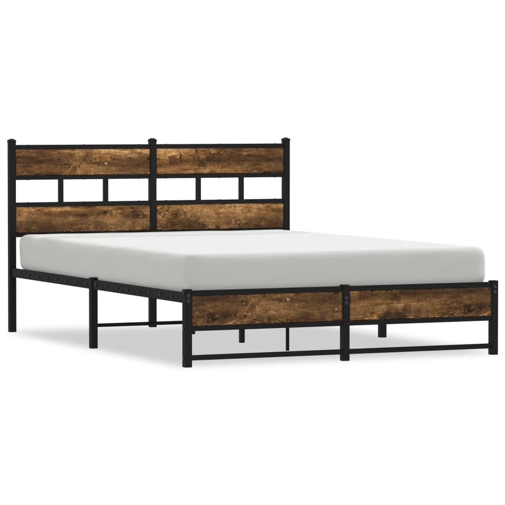 Bedframe zonder matras metaal gerookt eikenkleurig 140x190 cm is nu te koop bij PeponiXL, paradijselijk wonen!