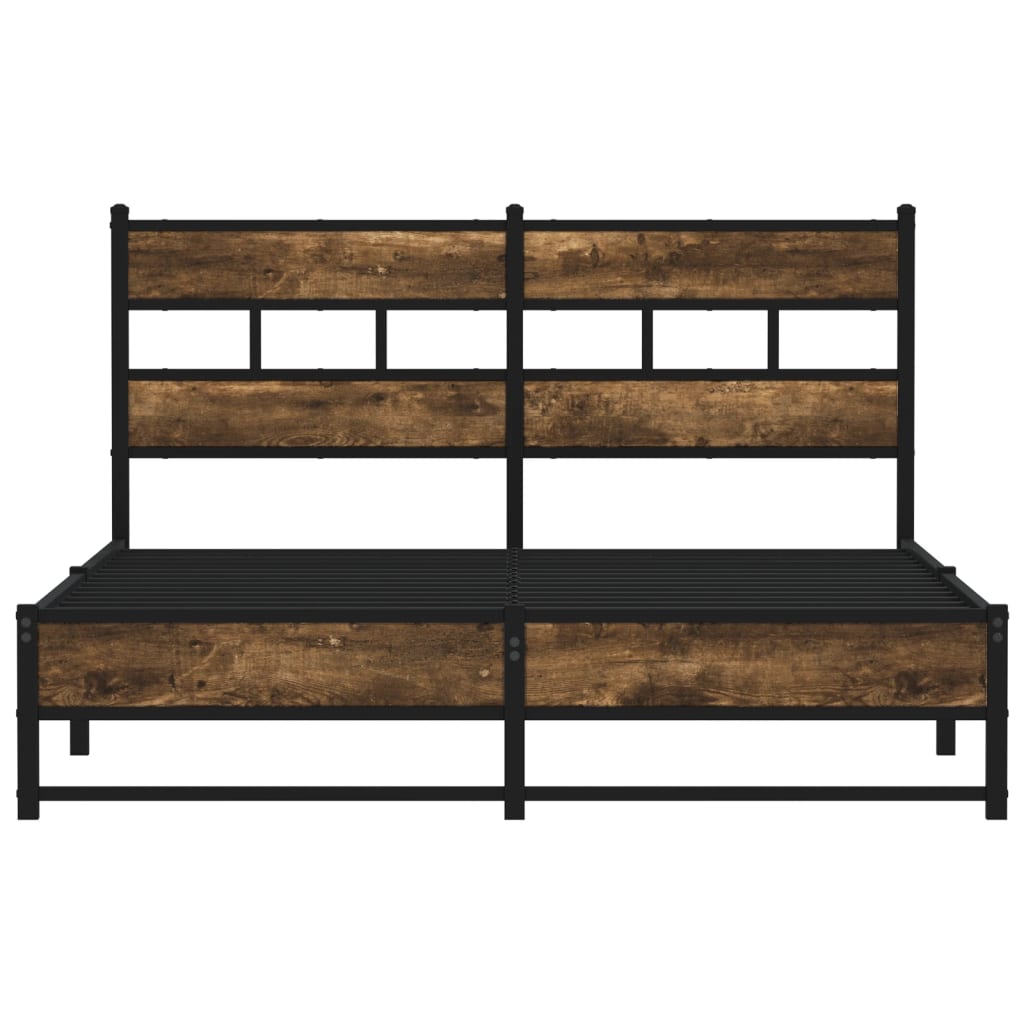 Bedframe zonder matras metaal gerookt eikenkleurig 150x200 cm is nu te koop bij PeponiXL, paradijselijk wonen!