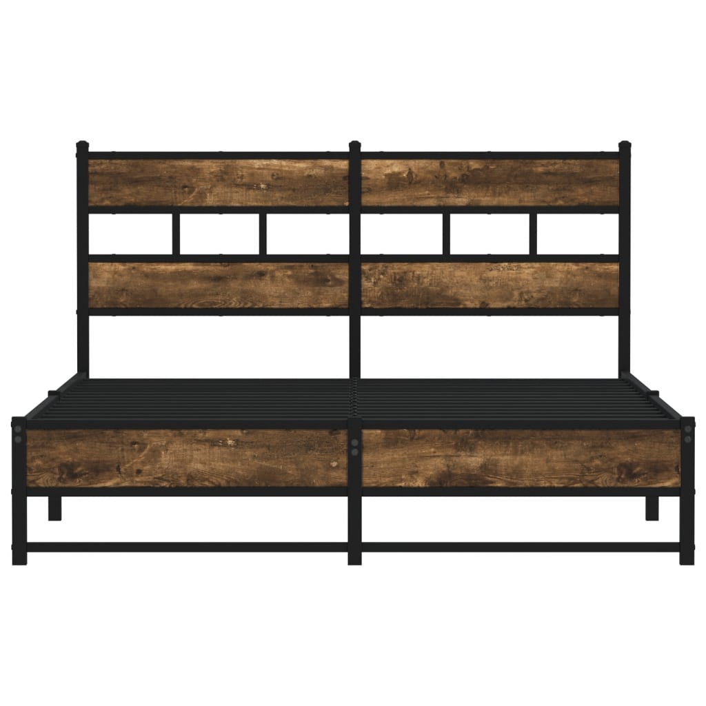 Bedframe zonder matras metaal gerookt eikenkleurig 160x200 cm is nu te koop bij PeponiXL, paradijselijk wonen!