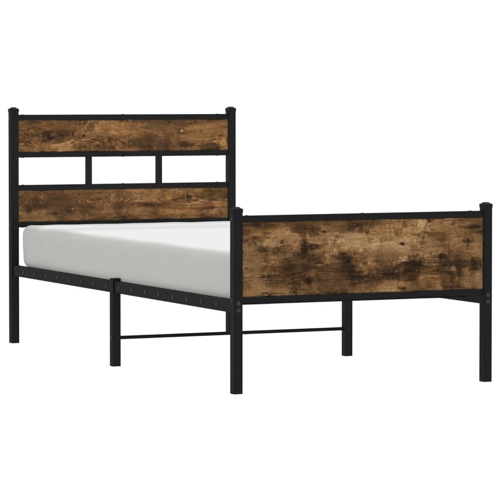 Bedframe zonder matras hout gerookt eikenkleurig 90x190 cm is nu te koop bij PeponiXL, paradijselijk wonen!