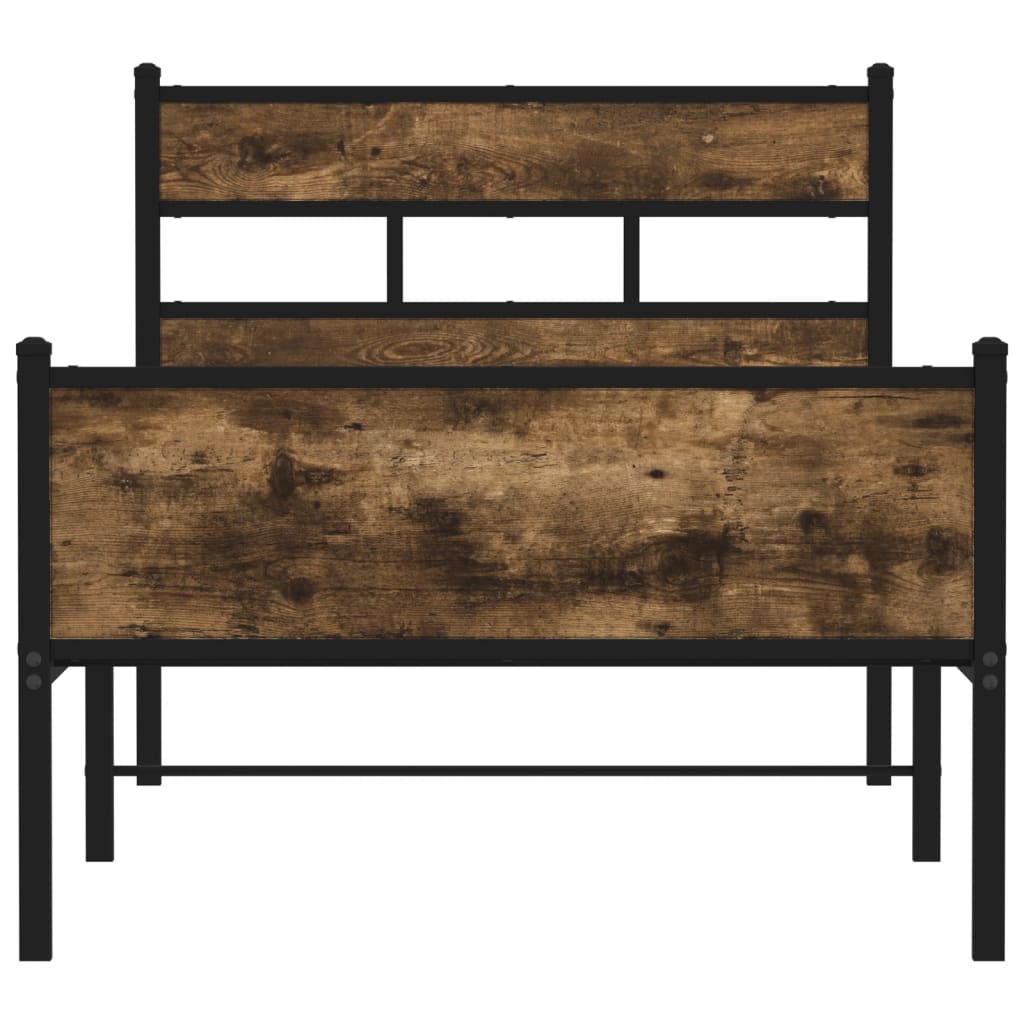 Bedframe zonder matras hout gerookt eikenkleurig 90x200 cm is nu te koop bij PeponiXL, paradijselijk wonen!