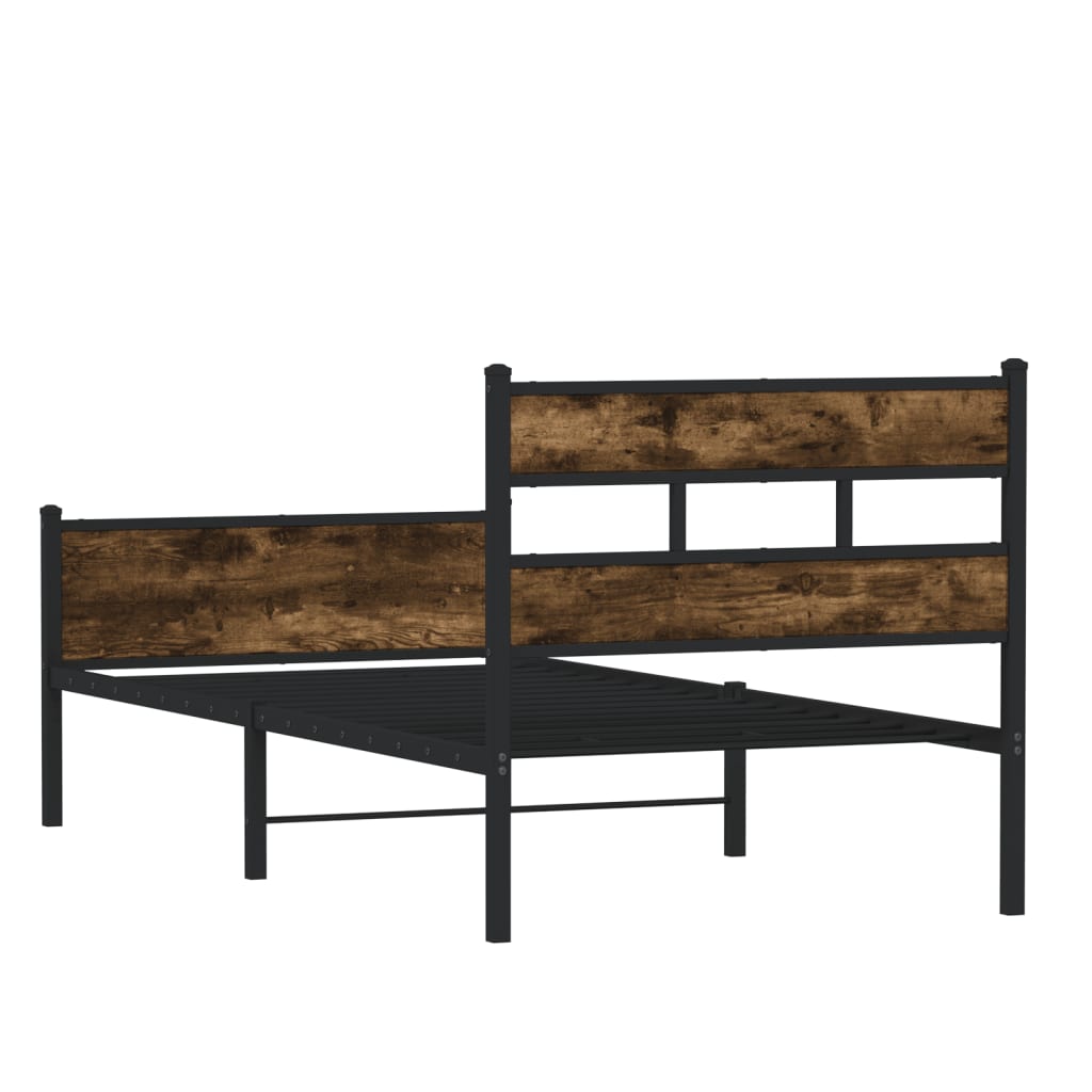 Bedframe zonder matras hout gerookt eikenkleurig 90x200 cm is nu te koop bij PeponiXL, paradijselijk wonen!