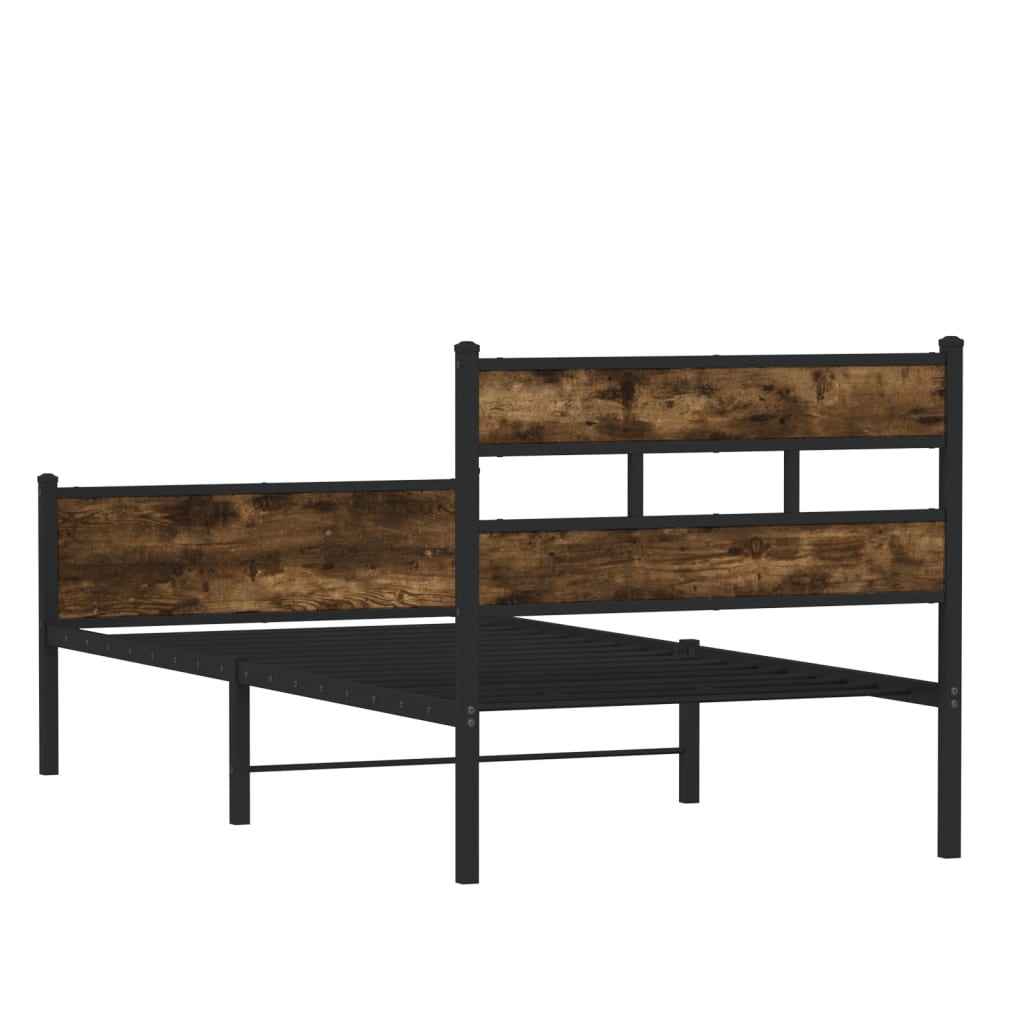 Bedframe zonder matras hout gerookt eikenkleurig 100x200 cm is nu te koop bij PeponiXL, paradijselijk wonen!