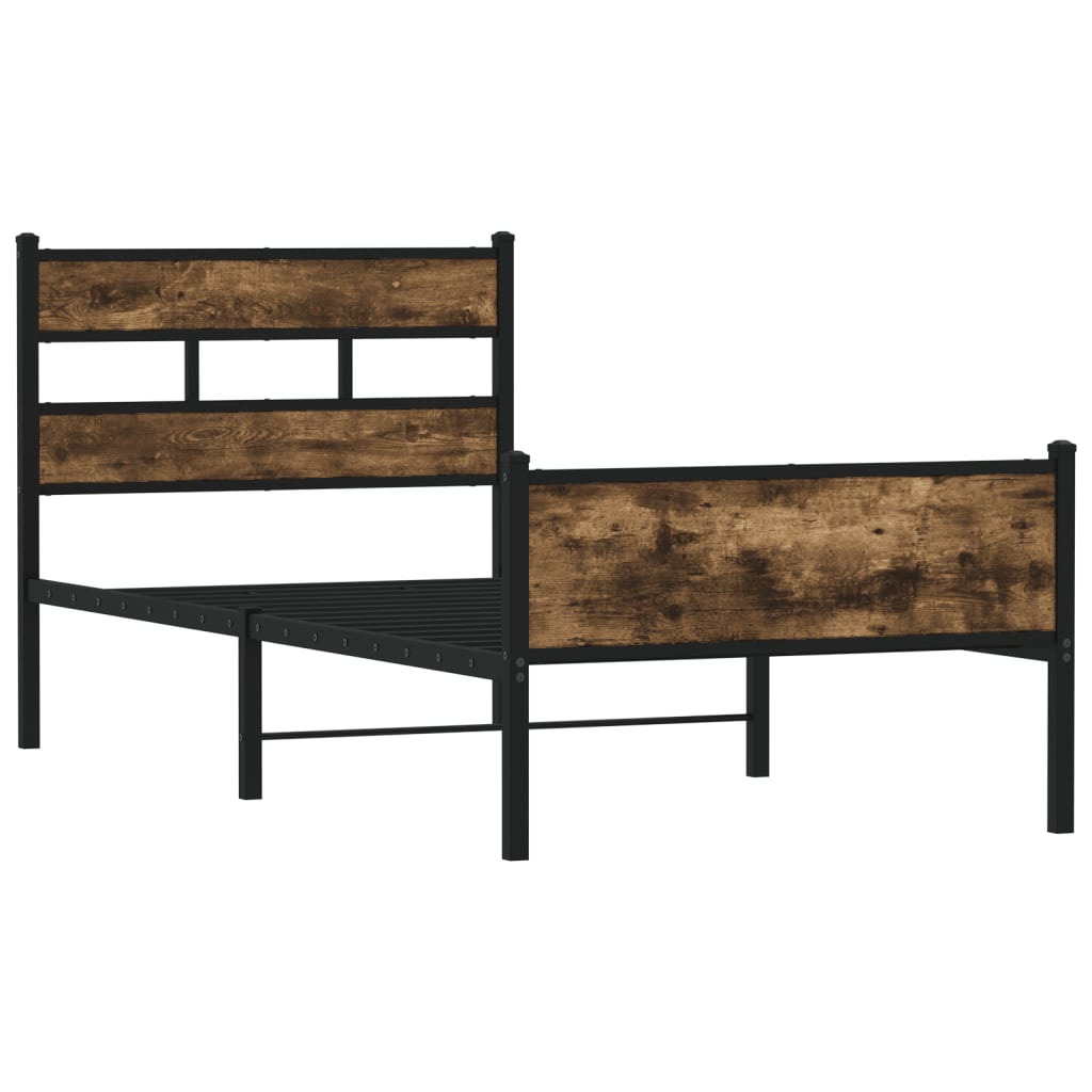 Bedframe zonder matras hout gerookt eikenkleurig 107x200 cm is nu te koop bij PeponiXL, paradijselijk wonen!