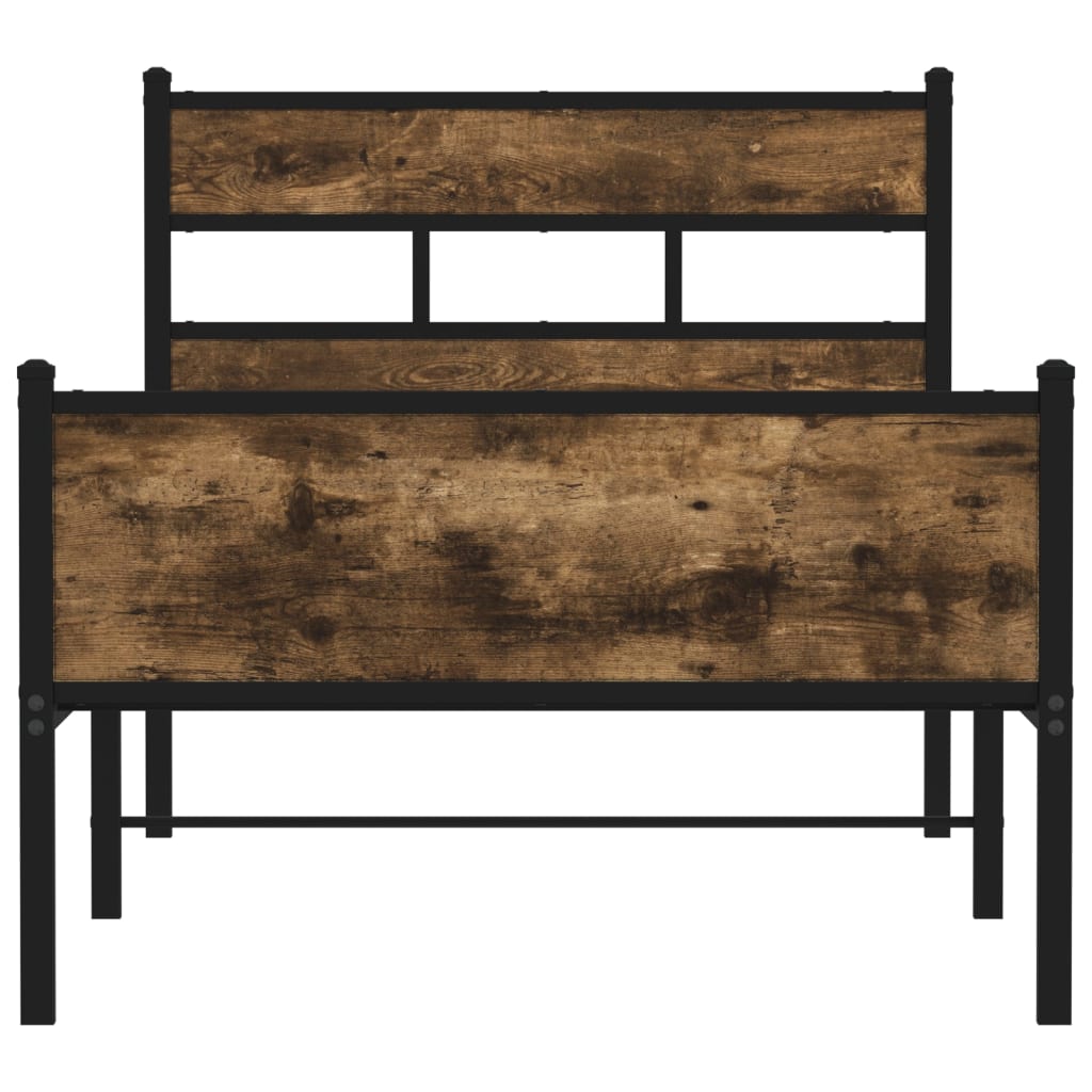 Bedframe zonder matras hout gerookt eikenkleurig 107x200 cm is nu te koop bij PeponiXL, paradijselijk wonen!