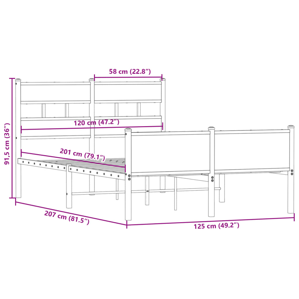 Bedframe zonder matras hout gerookt eikenkleurig 120x200 cm is nu te koop bij PeponiXL, paradijselijk wonen!