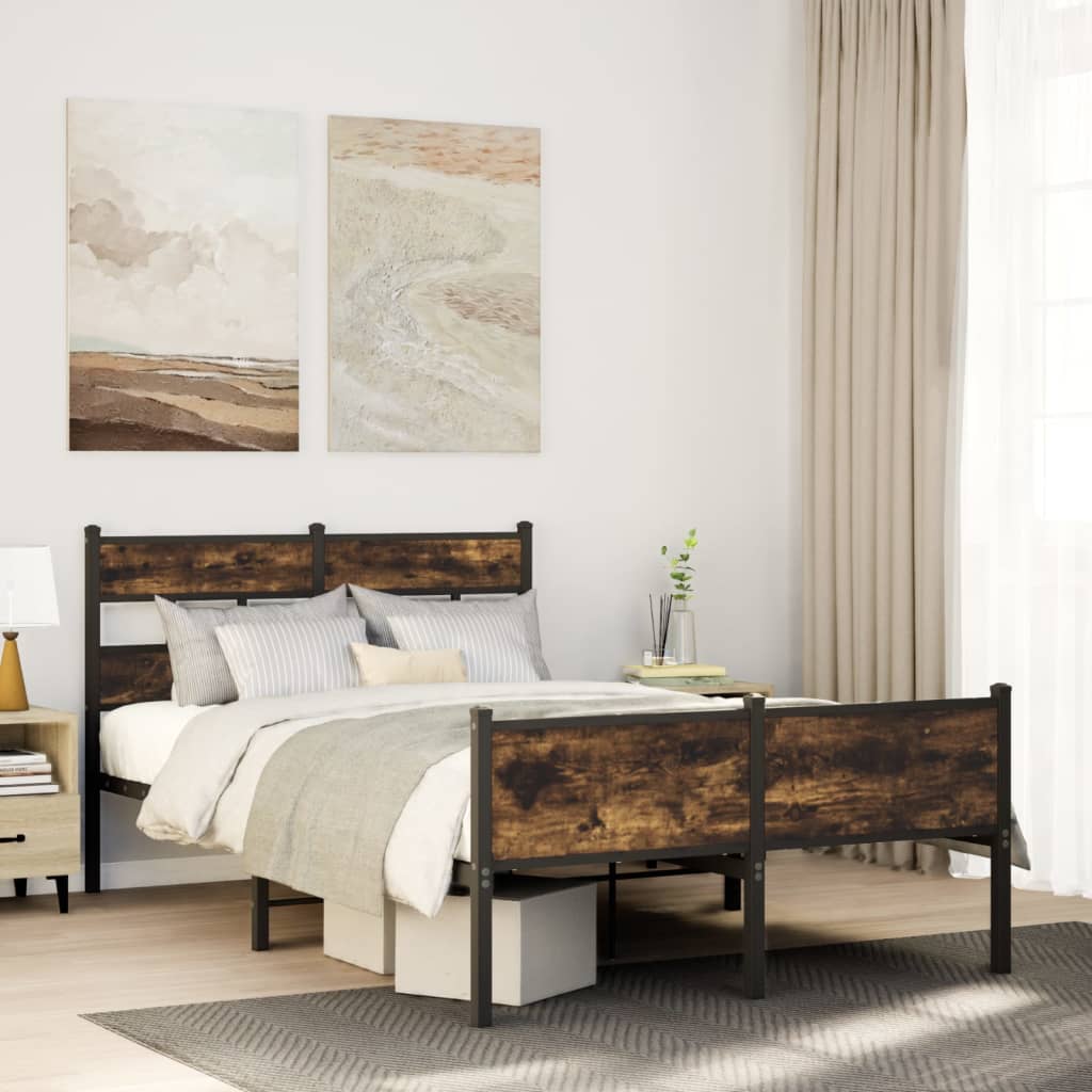 Bedframe zonder matras hout gerookt eikenkleurig 120x200 cm is nu te koop bij PeponiXL, paradijselijk wonen!