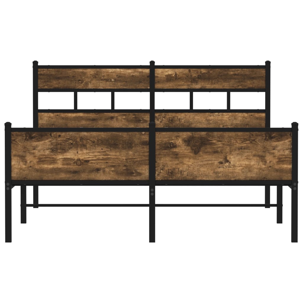 Bedframe zonder matras hout gerookt eikenkleurig 150x200 cm is nu te koop bij PeponiXL, paradijselijk wonen!