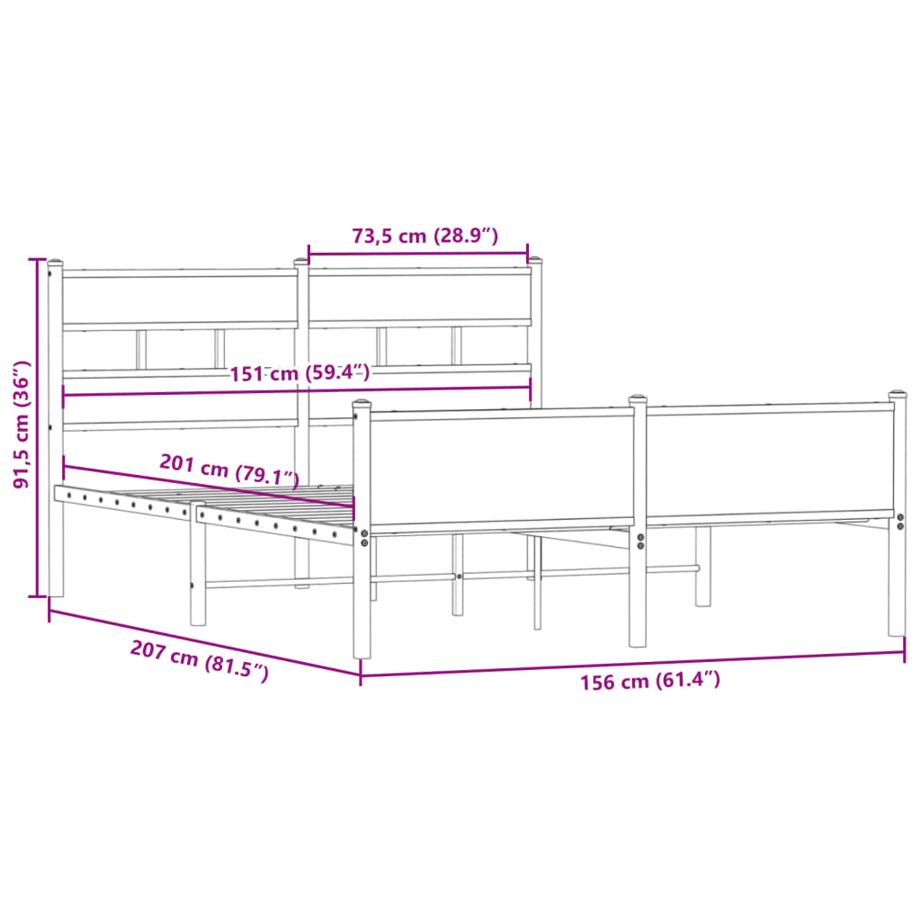 Bedframe zonder matras hout gerookt eikenkleurig 150x200 cm is nu te koop bij PeponiXL, paradijselijk wonen!