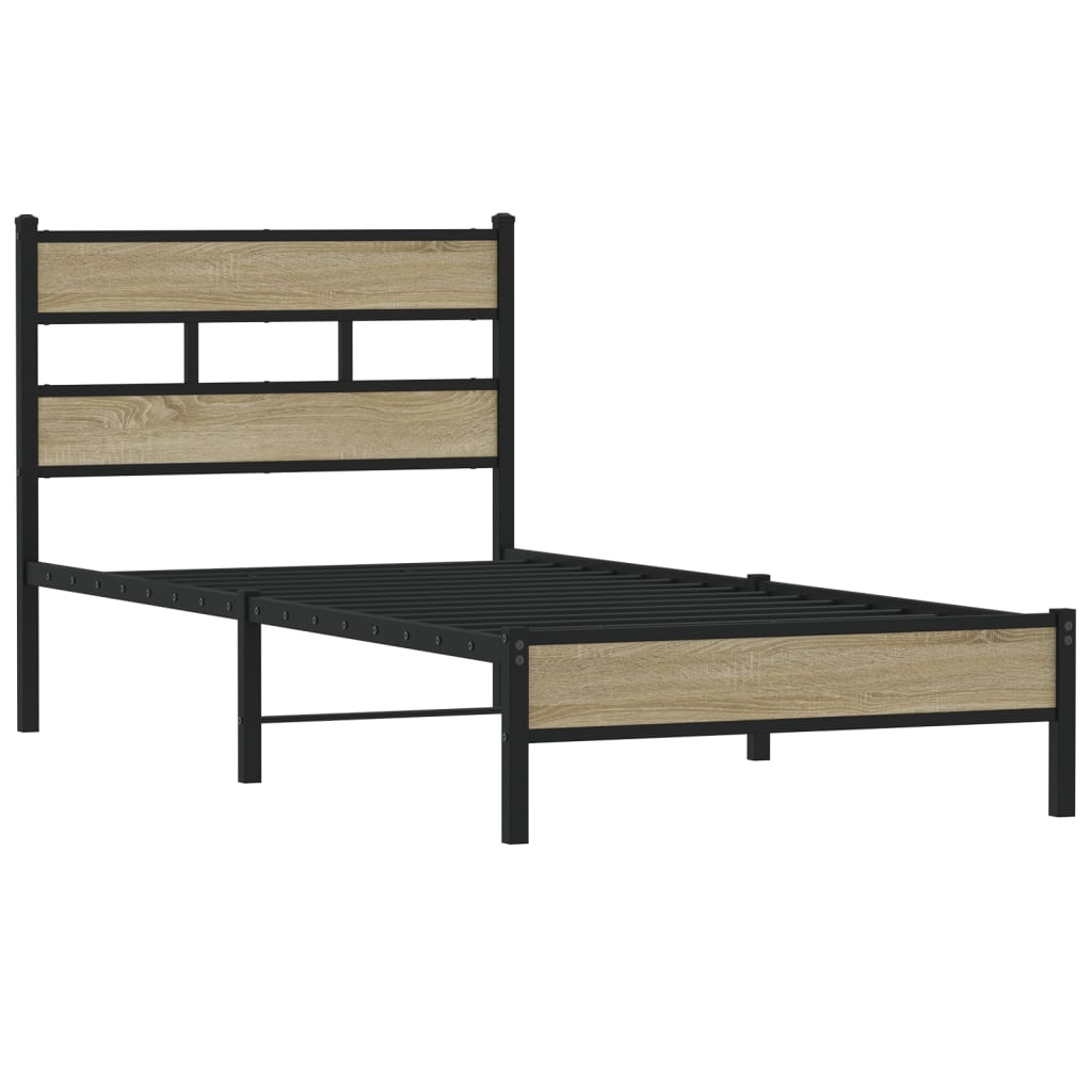 Bedframe zonder matras hout sonoma eikenkleurig 90x200 cm is nu te koop bij PeponiXL, paradijselijk wonen!