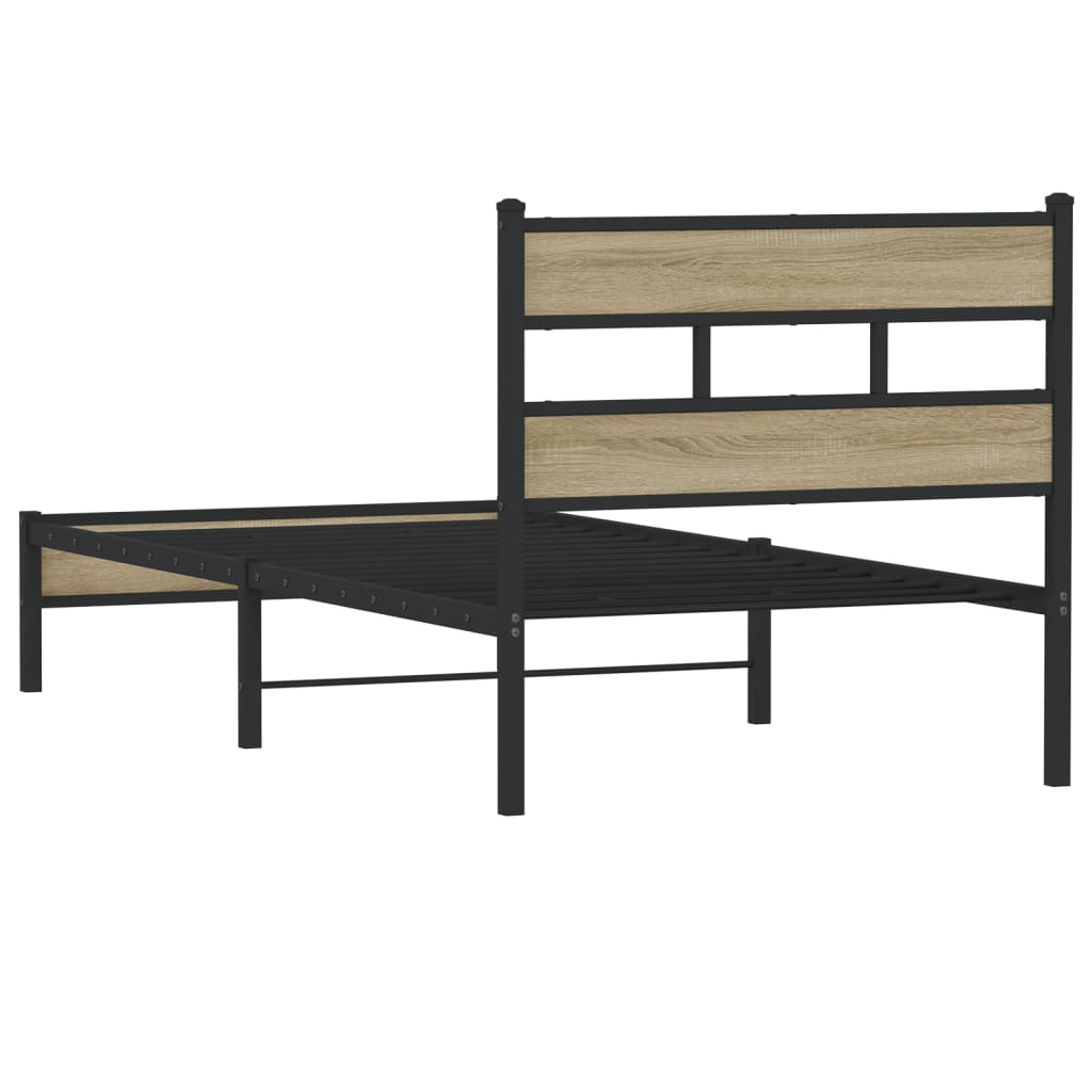 Bedframe zonder matras hout sonoma eikenkleurig 90x200 cm is nu te koop bij PeponiXL, paradijselijk wonen!