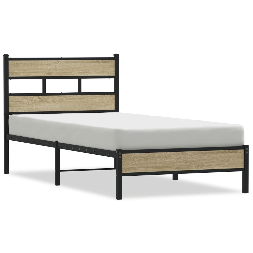Bedframe zonder matras hout sonoma eikenkleurig 100x200 cm is nu te koop bij PeponiXL, paradijselijk wonen!