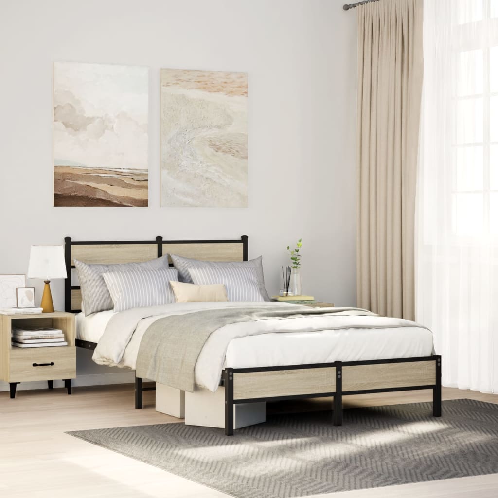 Bedframe zonder matras hout sonoma eikenkleurig 120x200 cm is nu te koop bij PeponiXL, paradijselijk wonen!