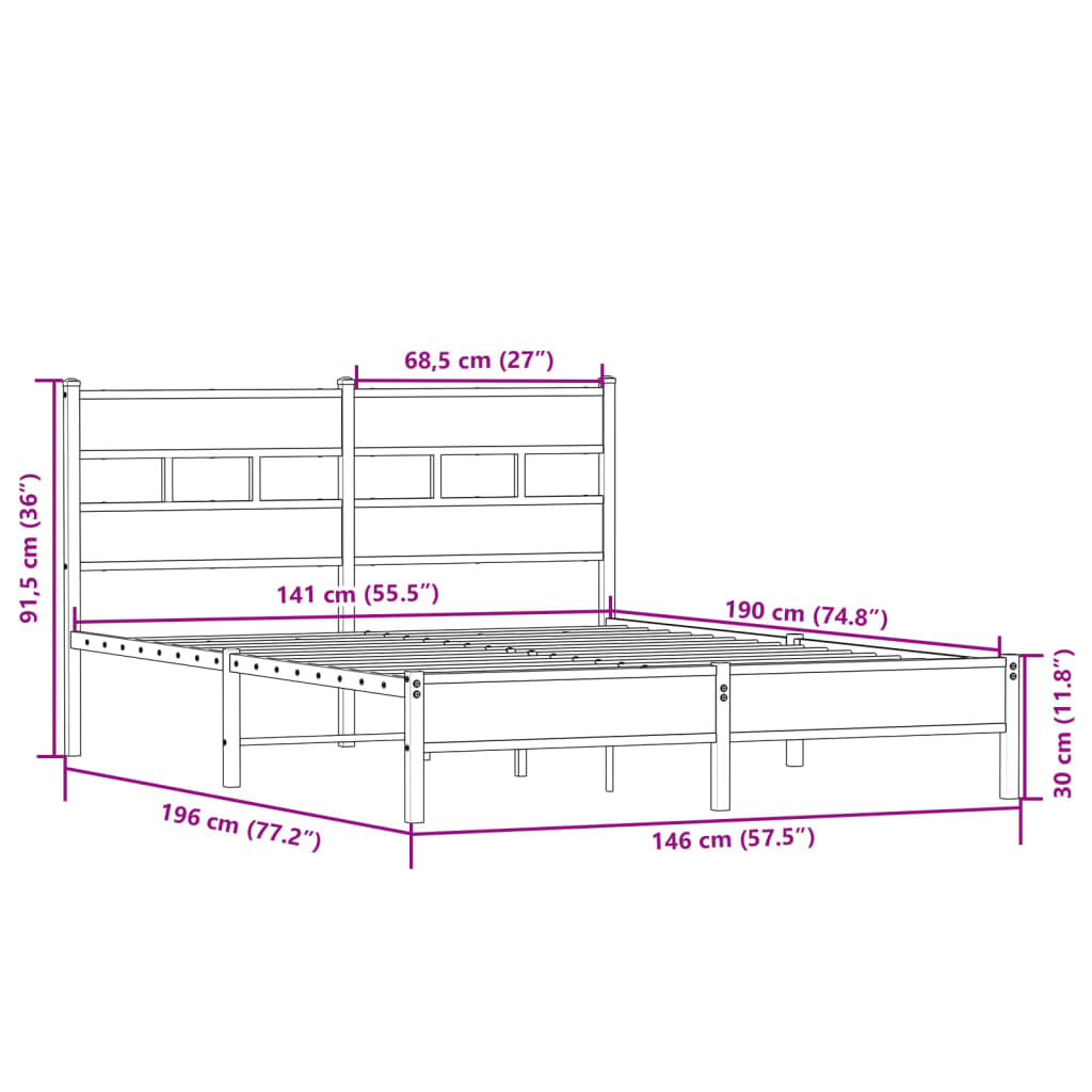 Bedframe zonder matras hout sonoma eikenkleurig 140x190 cm is nu te koop bij PeponiXL, paradijselijk wonen!