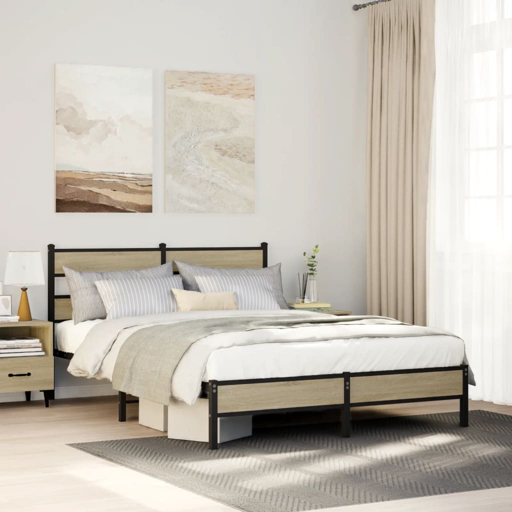 Bedframe zonder matras hout sonoma eikenkleurig 140x190 cm is nu te koop bij PeponiXL, paradijselijk wonen!