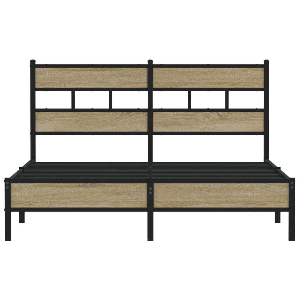 Bedframe zonder matras hout sonoma eikenkleurig 150x200 cm is nu te koop bij PeponiXL, paradijselijk wonen!