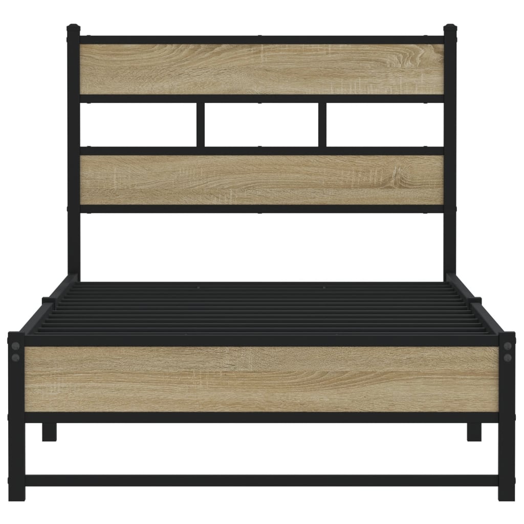 Bedframe zonder matras metaal sonoma eikenkleurig 75x190 cm is nu te koop bij PeponiXL, paradijselijk wonen!