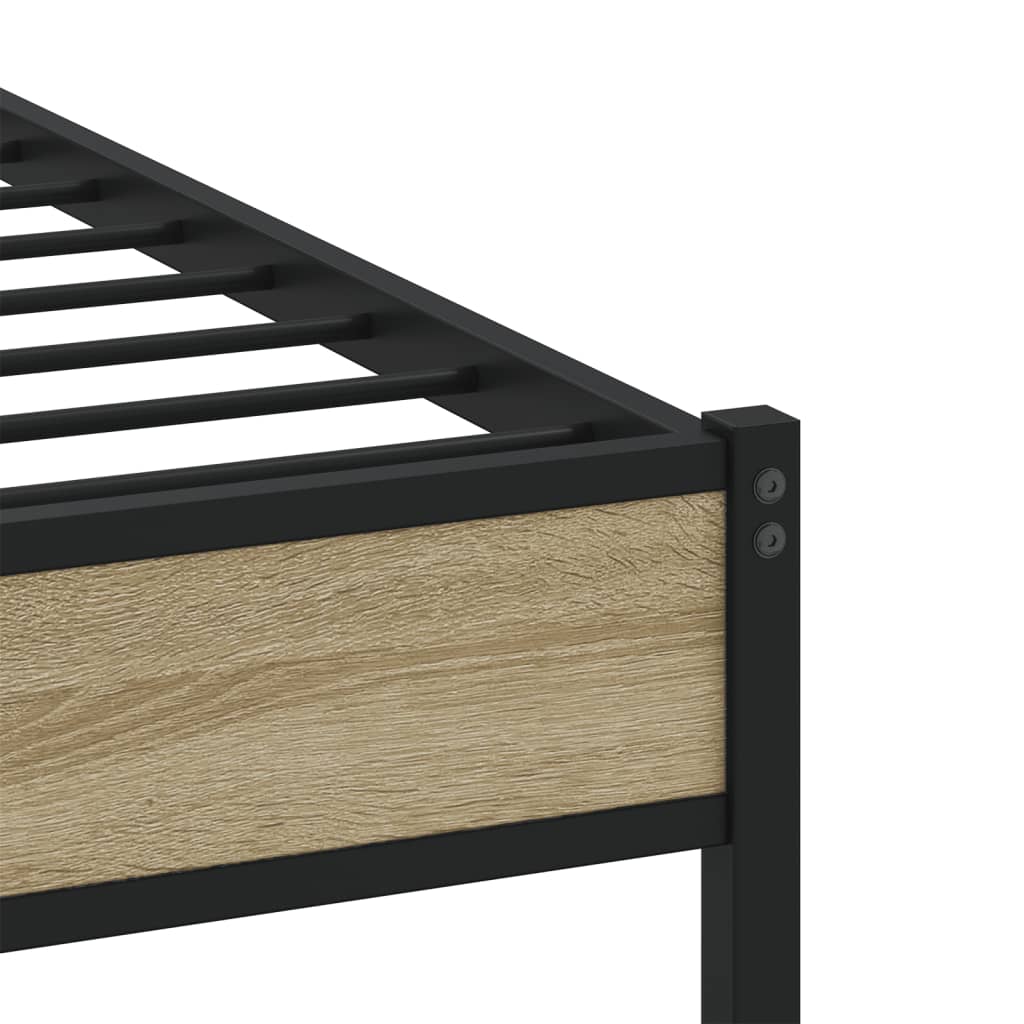 Bedframe zonder matras metaal sonoma eikenkleurig 75x190 cm is nu te koop bij PeponiXL, paradijselijk wonen!