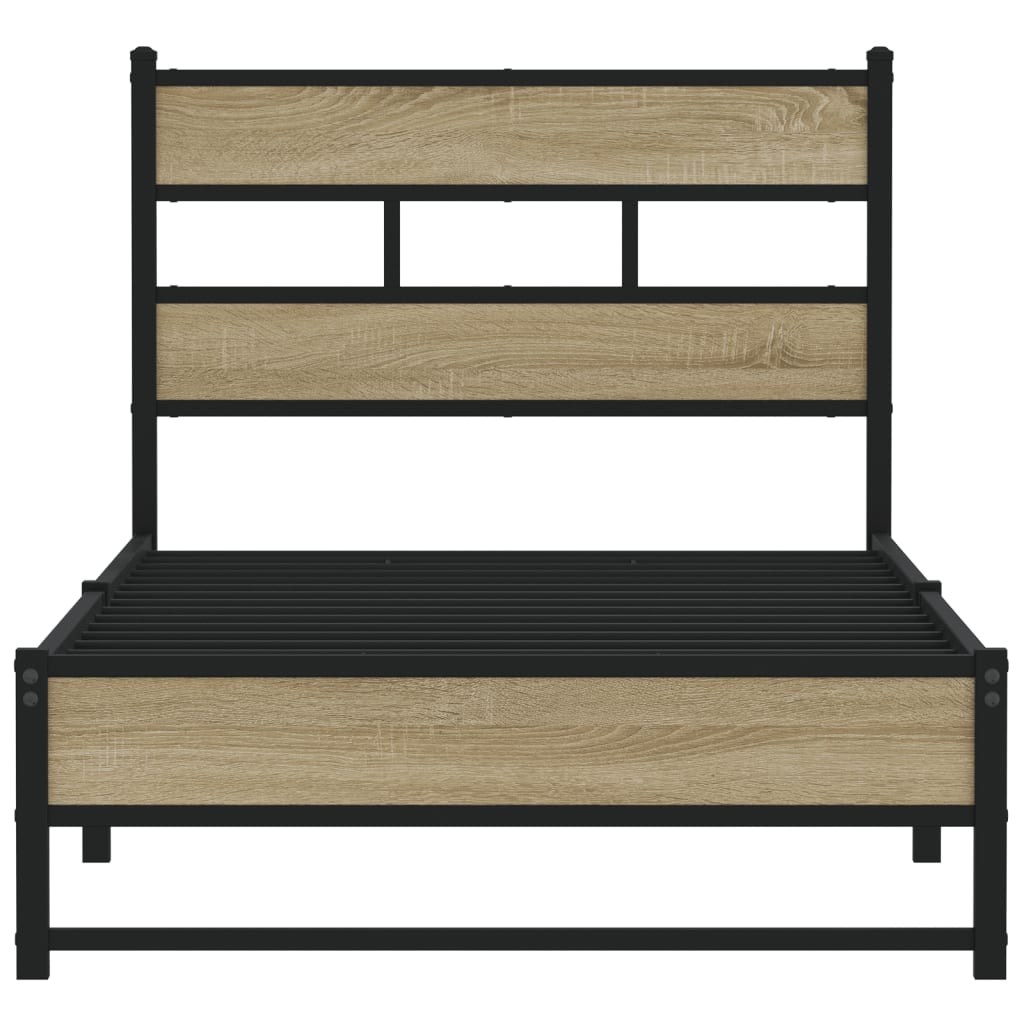 Bedframe zonder matras metaal sonoma eikenkleurig 80x200 cm is nu te koop bij PeponiXL, paradijselijk wonen!