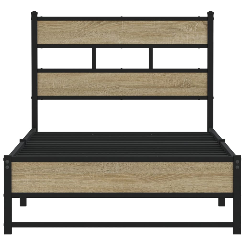 Bedframe zonder matras metaal sonoma eikenkleurig 90x190 cm is nu te koop bij PeponiXL, paradijselijk wonen!