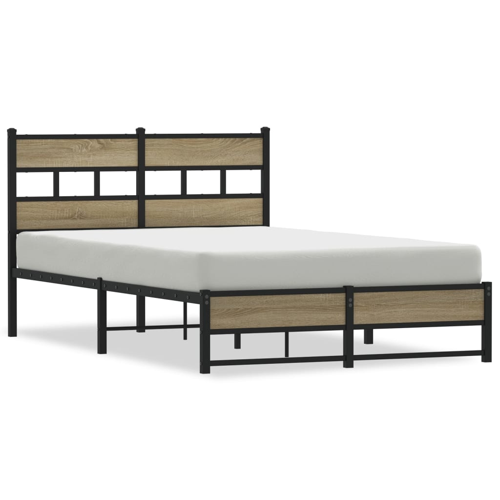 Bedframe zonder matras metaal sonoma eikenkleurig 120x200 cm is nu te koop bij PeponiXL, paradijselijk wonen!