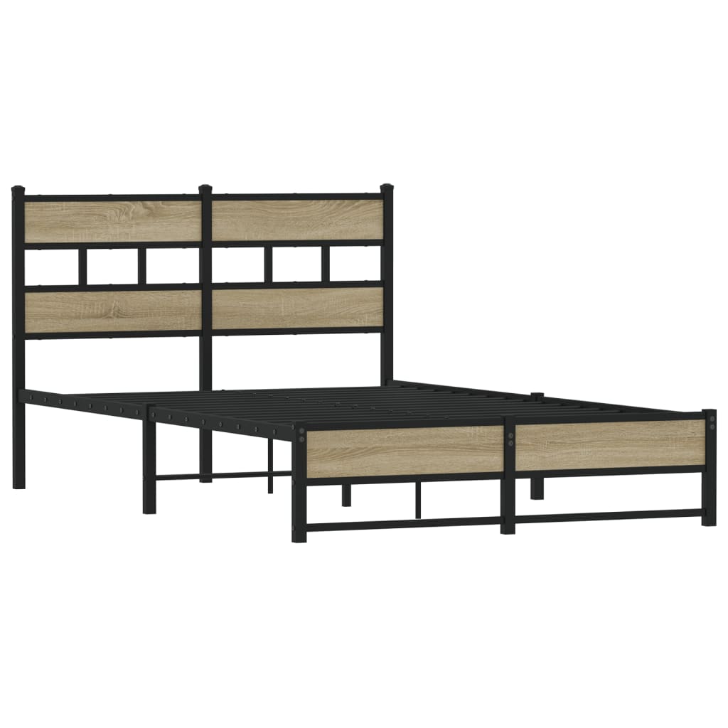 Bedframe zonder matras metaal sonoma eikenkleurig 120x200 cm is nu te koop bij PeponiXL, paradijselijk wonen!