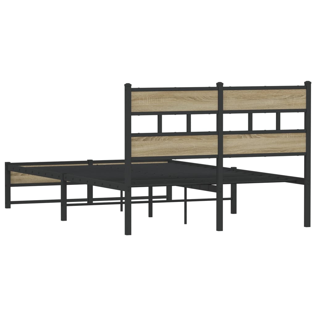 Bedframe zonder matras metaal sonoma eikenkleurig 120x200 cm is nu te koop bij PeponiXL, paradijselijk wonen!