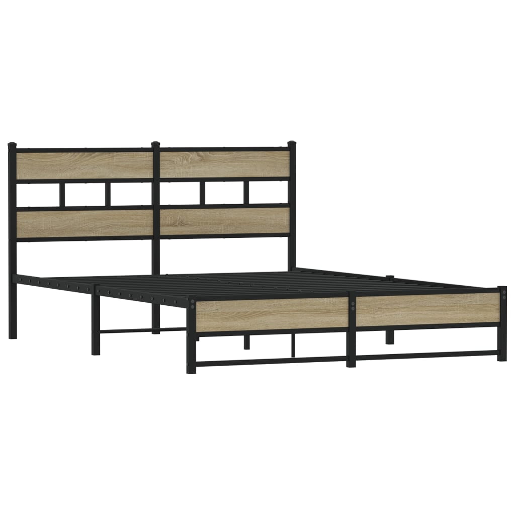 Bedframe zonder matras metaal sonoma eikenkleurig 140x190 cm is nu te koop bij PeponiXL, paradijselijk wonen!