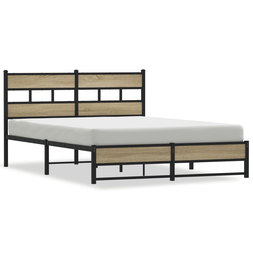 Bedframe zonder matras metaal sonoma eikenkleurig 150x200 cm is nu te koop bij PeponiXL, paradijselijk wonen!