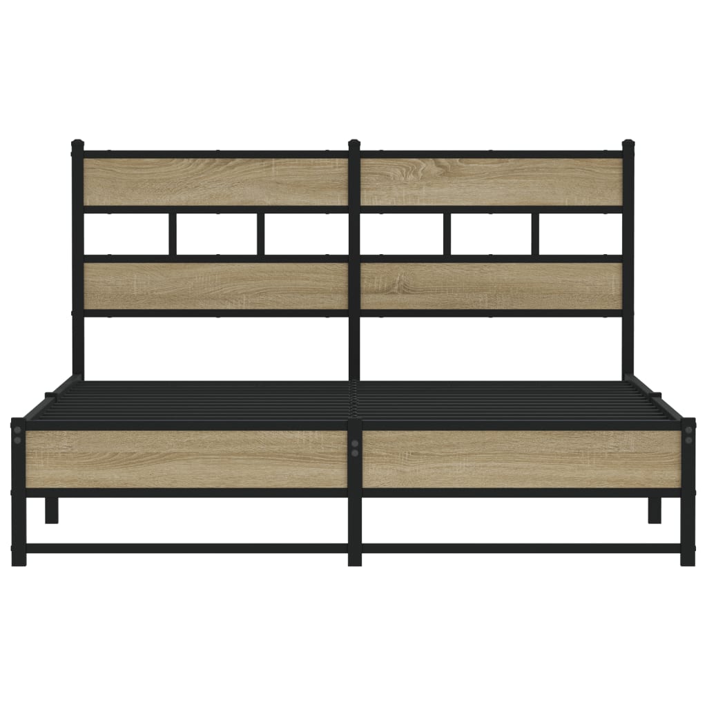 Bedframe zonder matras metaal sonoma eikenkleurig 150x200 cm is nu te koop bij PeponiXL, paradijselijk wonen!