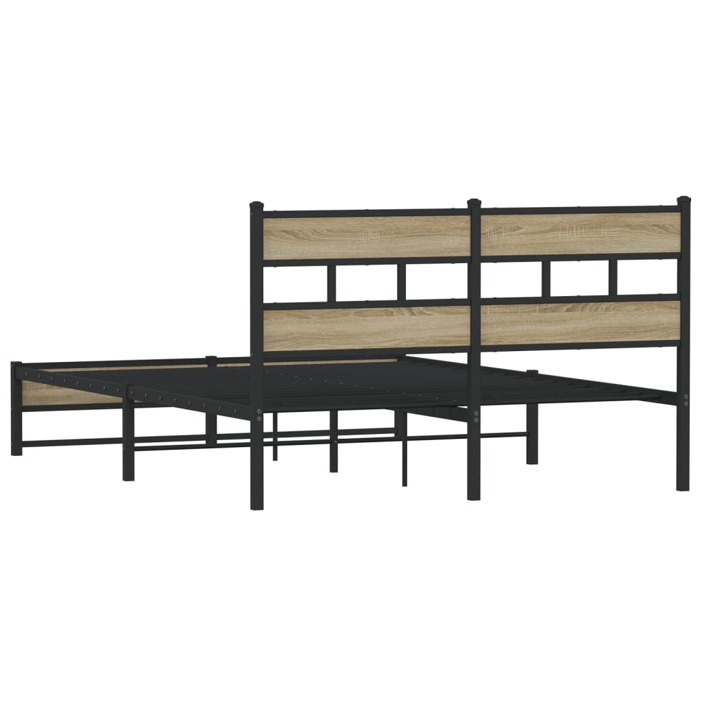 Bedframe zonder matras metaal sonoma eikenkleurig 150x200 cm is nu te koop bij PeponiXL, paradijselijk wonen!