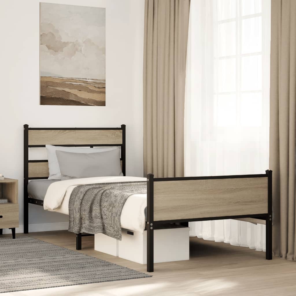 Bedframe zonder matras hout sonoma eikenkleurig 90x190 cm is nu te koop bij PeponiXL, paradijselijk wonen!