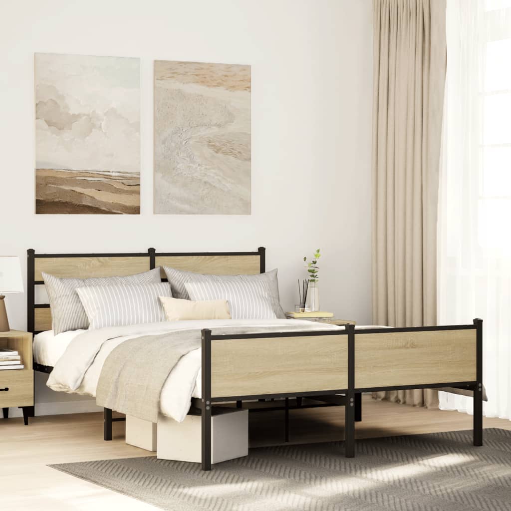 Bedframe zonder matras hout sonoma eikenkleurig 140x190 cm is nu te koop bij PeponiXL, paradijselijk wonen!